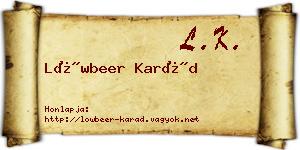 Löwbeer Karád névjegykártya